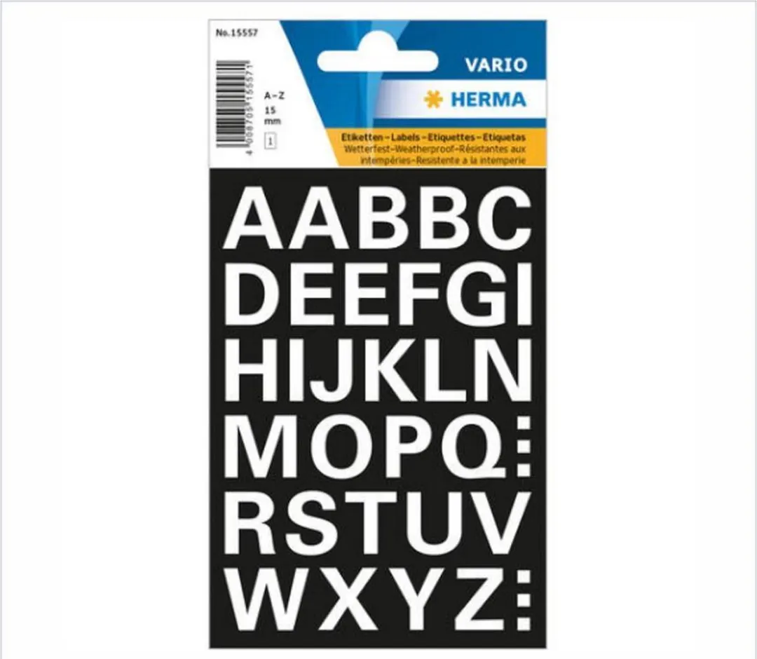 Herma Alfabet Stickers A-Z Mat Wit 15mm - Watervast