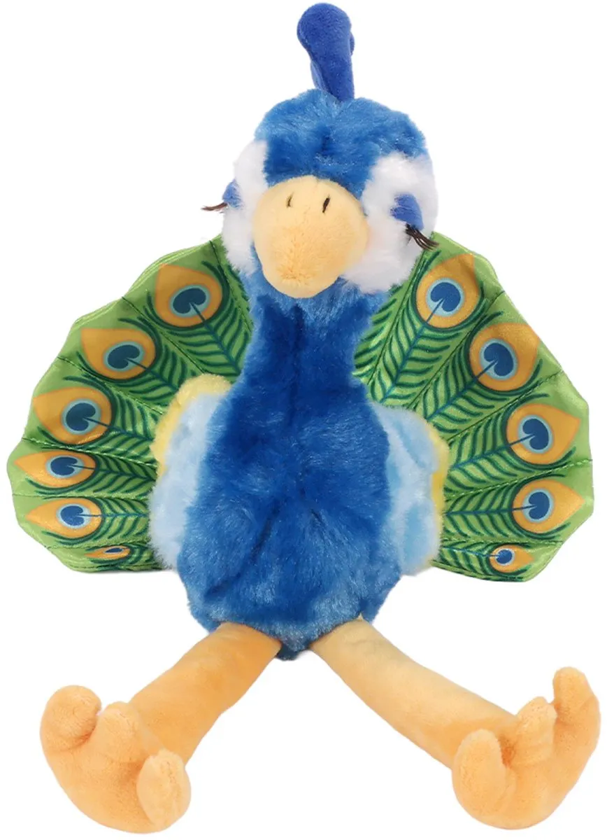 PIA Soft Toys Pauw Knuffel - 24cm - Blauw/Geel/ Groen