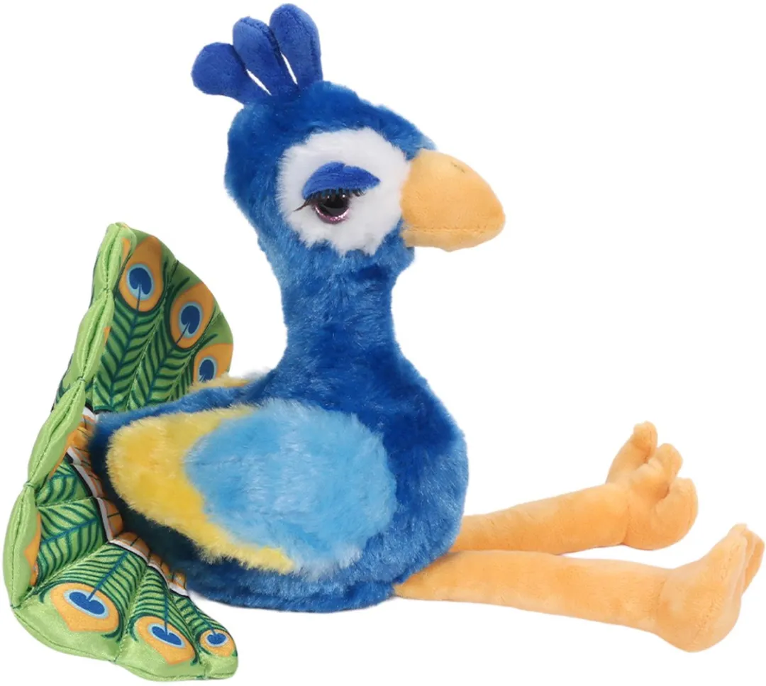 PIA Soft Toys Pauw Knuffel - 24cm - Blauw/Geel/ Groen