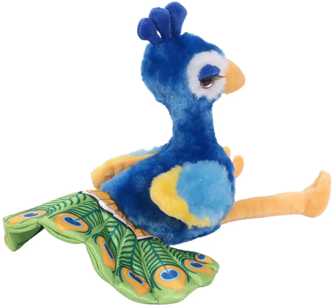PIA Soft Toys Pauw Knuffel - 24cm - Blauw/Geel/ Groen