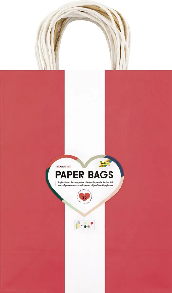 Folia Classic Papieren Draagtas L - 20 Stuks - 5 Kleuren
