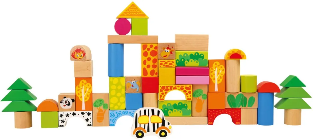 Small Foot Houten Bouwblokken Dierentuin - 50 Stuks - 40 Figuren - afbeelding 6 van 6