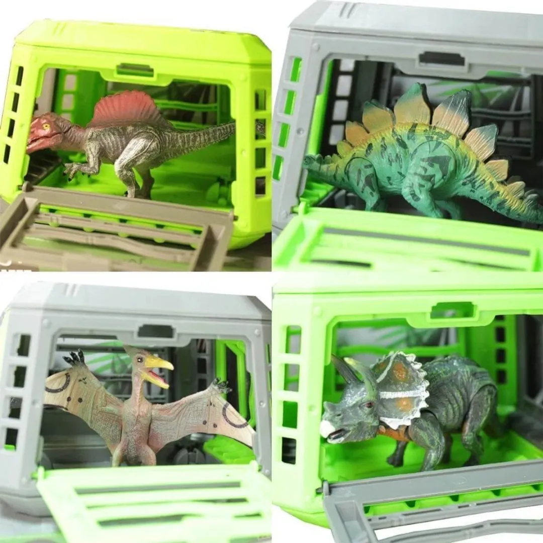 Jonotoys Auto Jeep met Aanhangwagen en Dino 30cm - Groen/Grijs