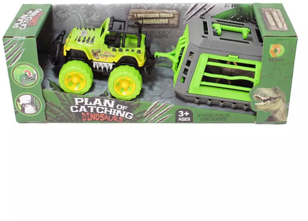 Jonotoys Auto Jeep met Aanhangwagen en Dino 30cm