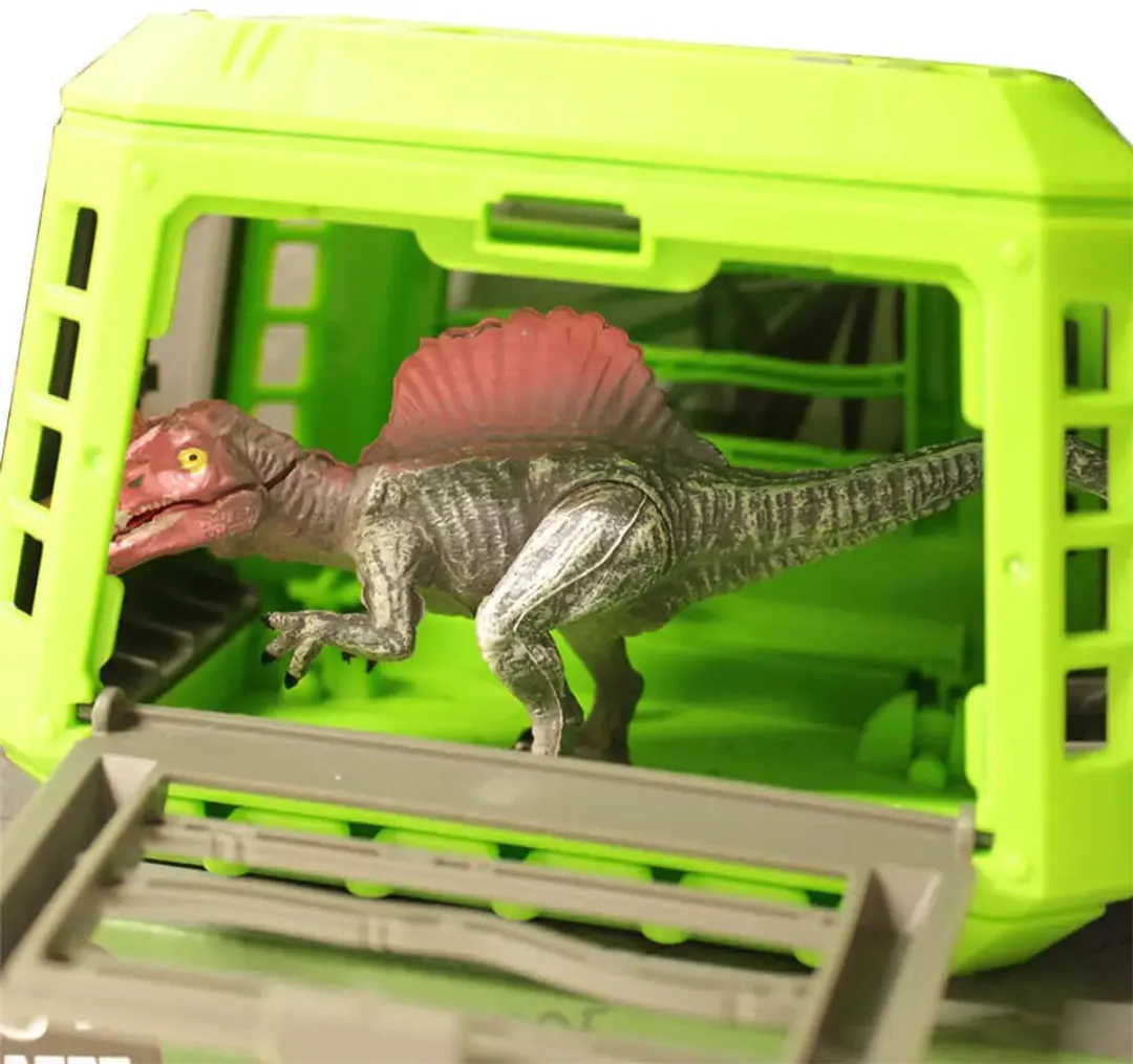 Jonotoys Auto Jeep met Aanhangwagen en Dino 30cm - Groen/Grijs