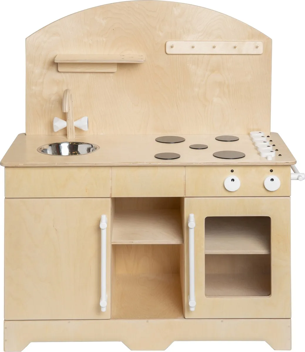 Van Dijk Toys Houten Keuken XL Naturel/Wit - Peuters/Groot