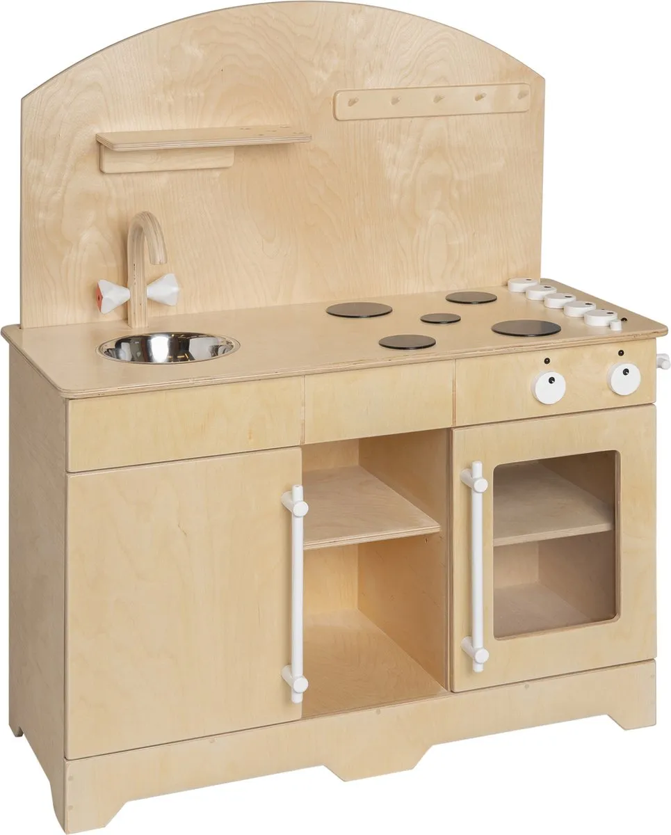 Van Dijk Toys Houten Keuken XL Naturel/Wit - Peuters/Groot