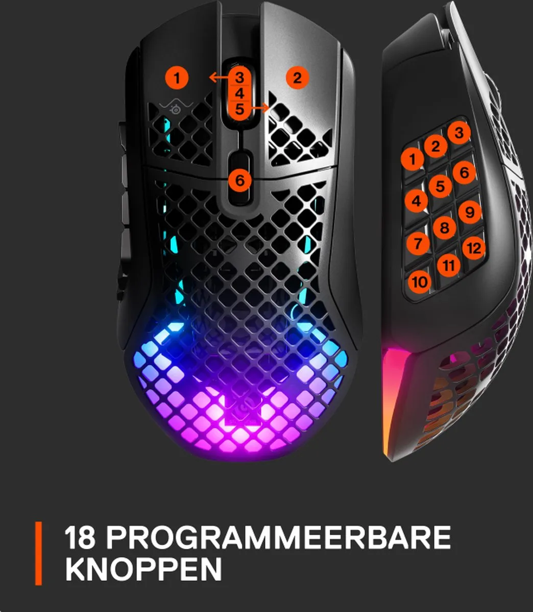 SteelSeries Aerox 9 62618 Draadloze Gaming Muis - 18 Knoppen