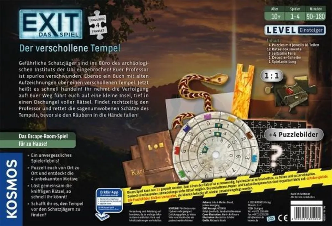 Kosmos EXIT Das Spiel Der Verschollene Puzzle - 1 Speler