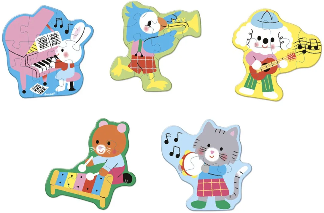 Janod Puzzel Muziek 5-voudig - 30 Stuks - Multikleur