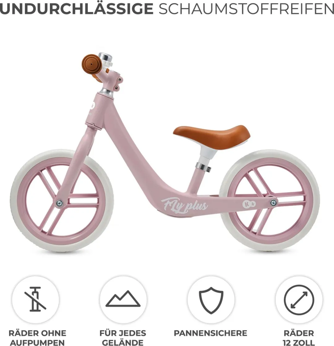 KinderKraft FLY PLUS Loopfiets 12" - Powder Pink