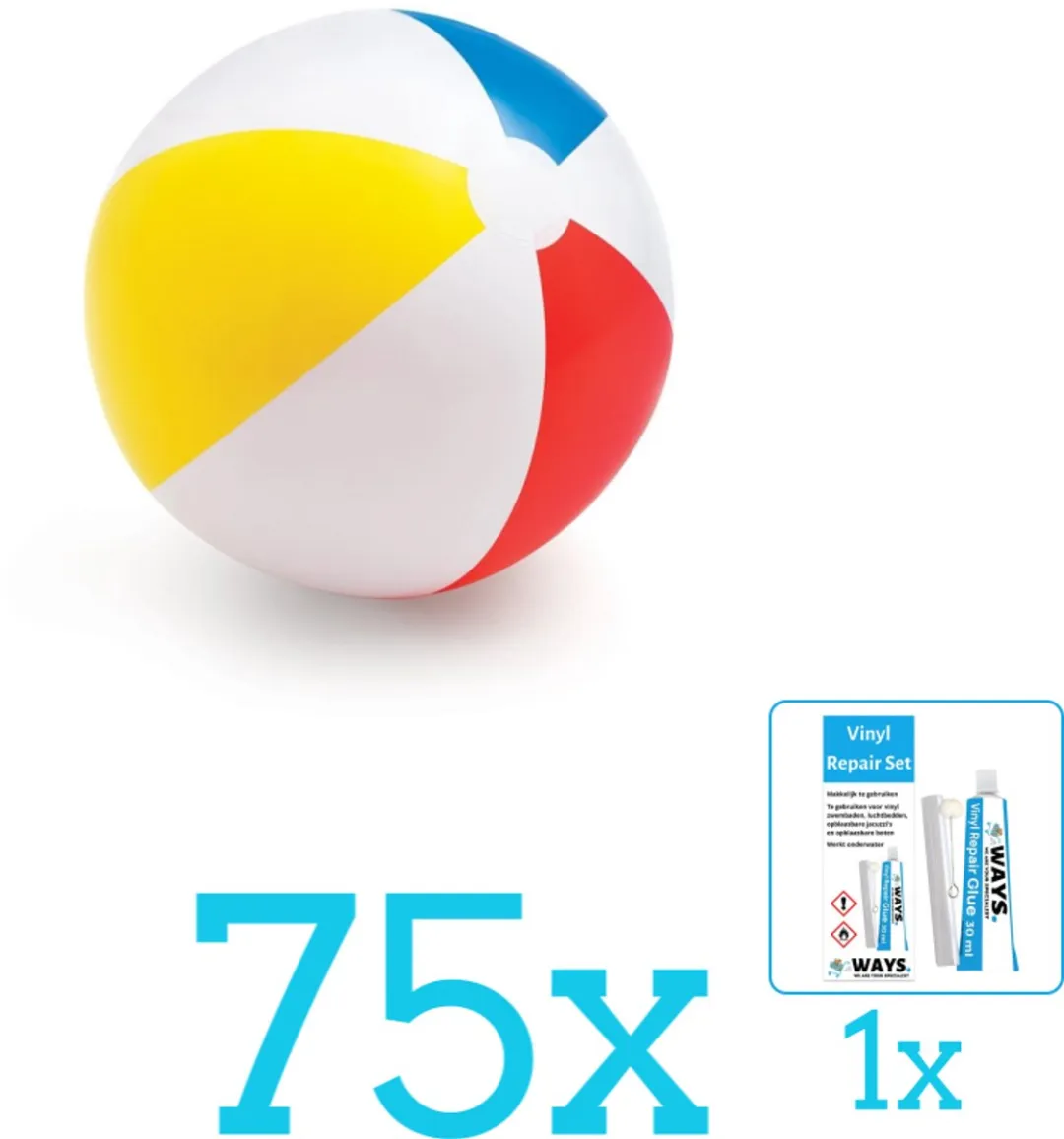 Intex Opblaasbare Strandbal Glossy 51cm - 75-delig