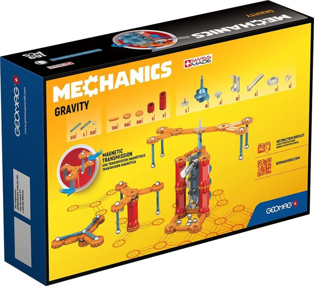 Geomag Mechanics Gravity Motor - 169-delig Set - Oranje/Rood/Grijs