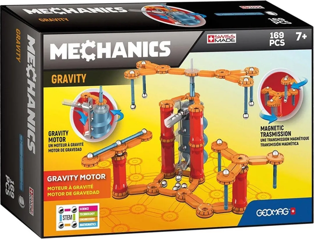 Geomag Mechanics Gravity Motor - 169-delig Set - Oranje/Rood/Grijs