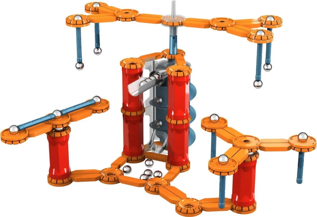 Geomag Mechanics Gravity Motor - 169-delig Set - Oranje/Rood/Grijs