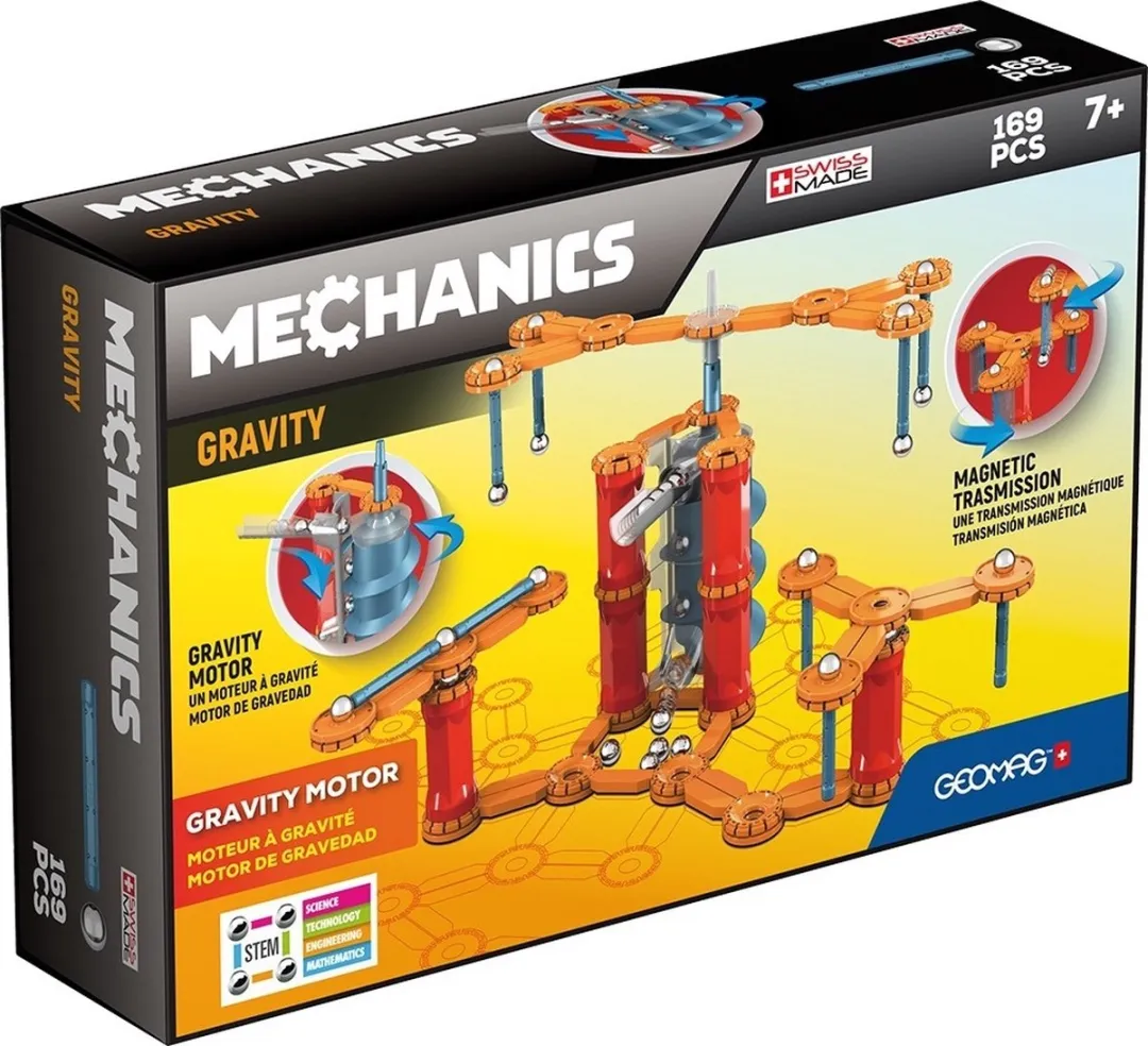 Geomag Mechanics Gravity Motor - 169-delig Set - Oranje/Rood/Grijs