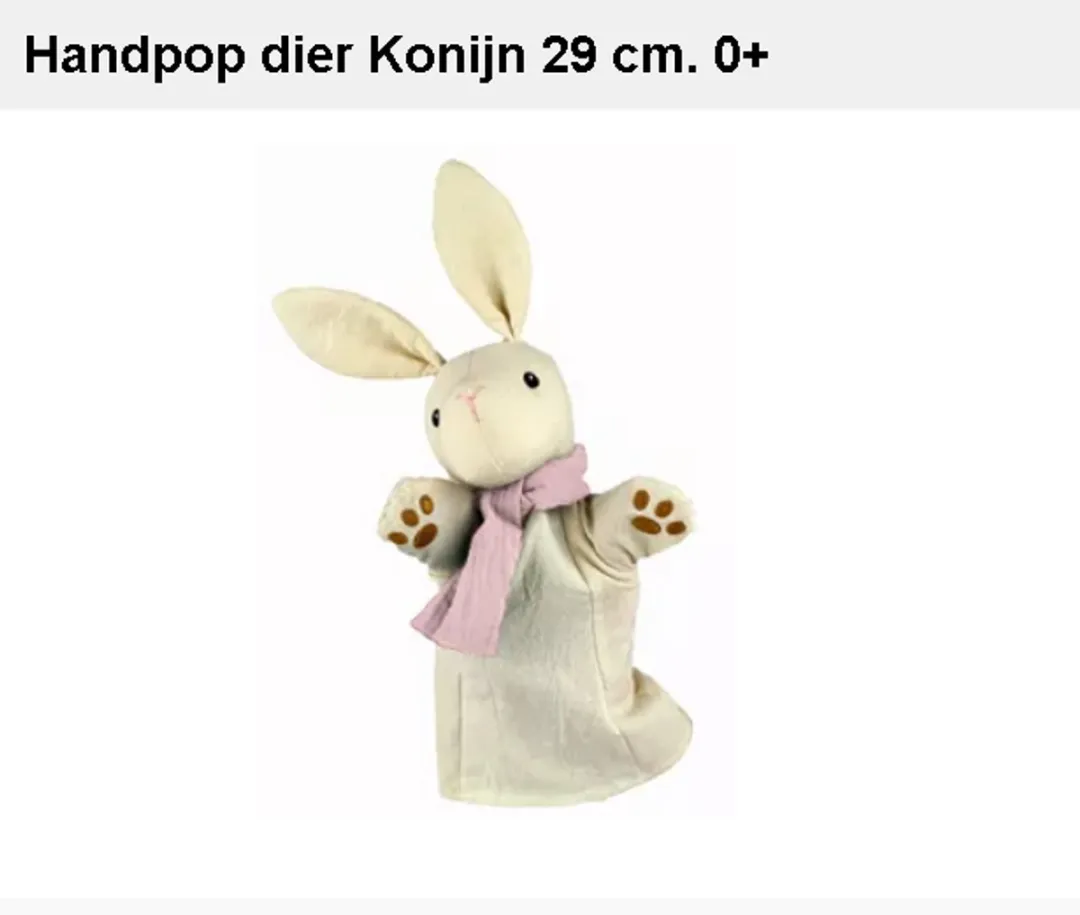 Egmont Toys Handpop Konijn 29cm Meerkleurig ET160113