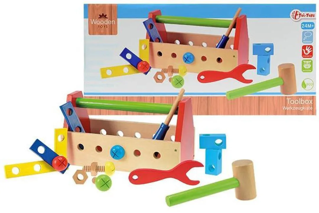 Toi-Toys Houten Gereedschapskist 16-delig