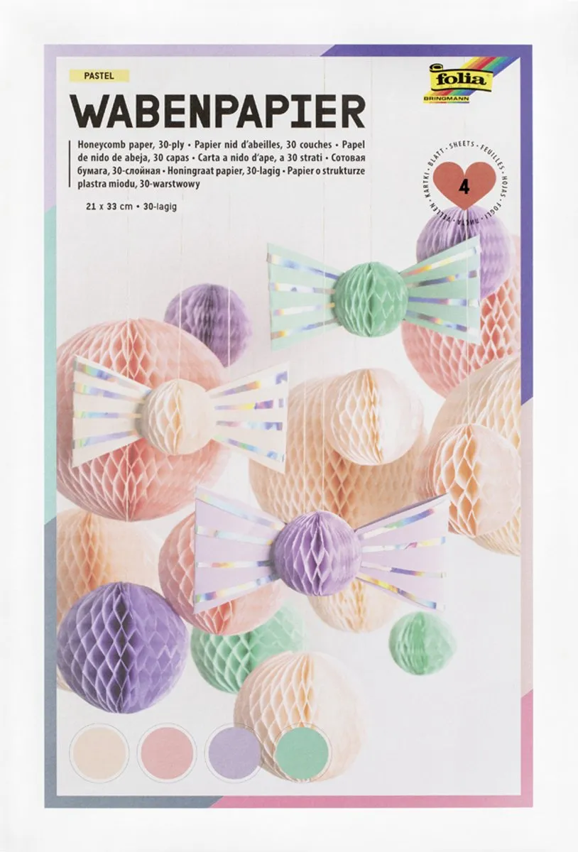 Folia Honingraatpapier BASIC 30-laags 210x330mm - 4 Stuks