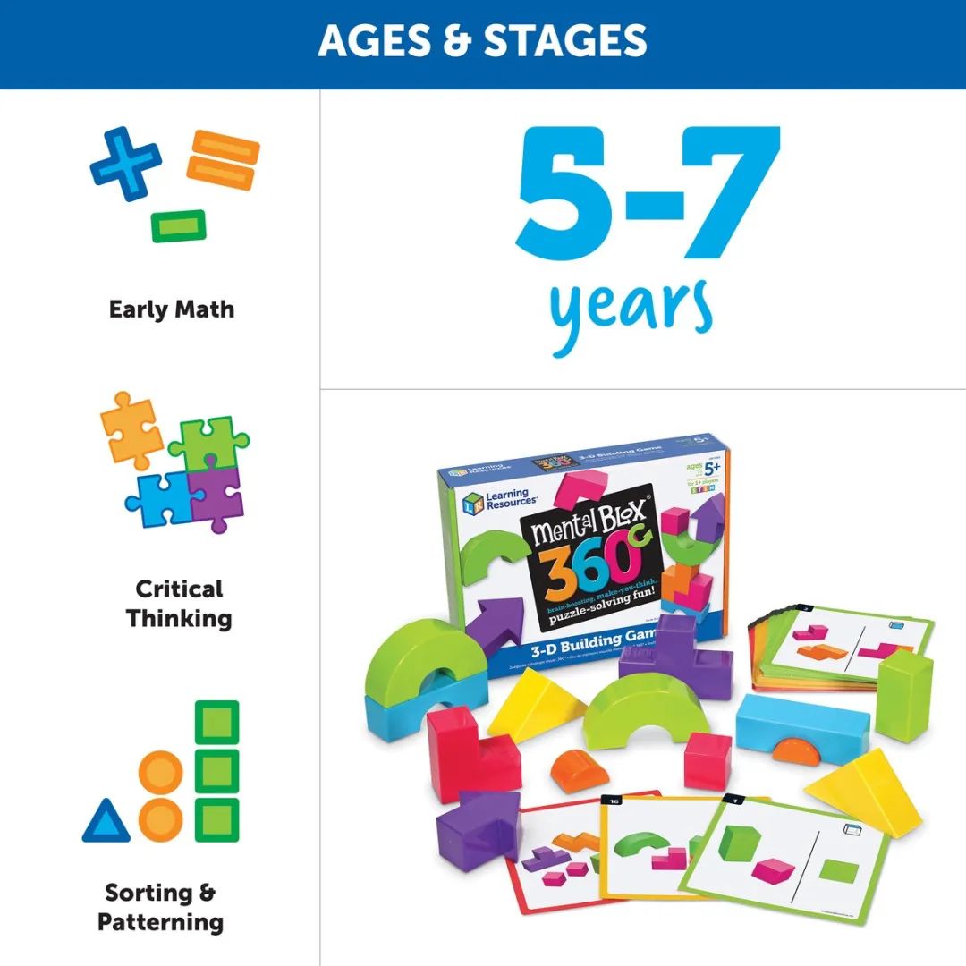 Learning Resources Mental Blox 360° Bouwspel - 15 Blokken - 40 Kaarten - Multicolor