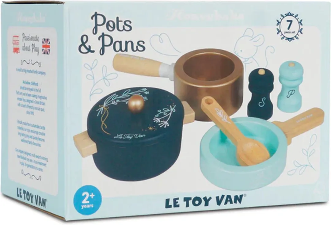 Le Toy Van Kookset Hout Potten en pannen - Meerdere kleuren