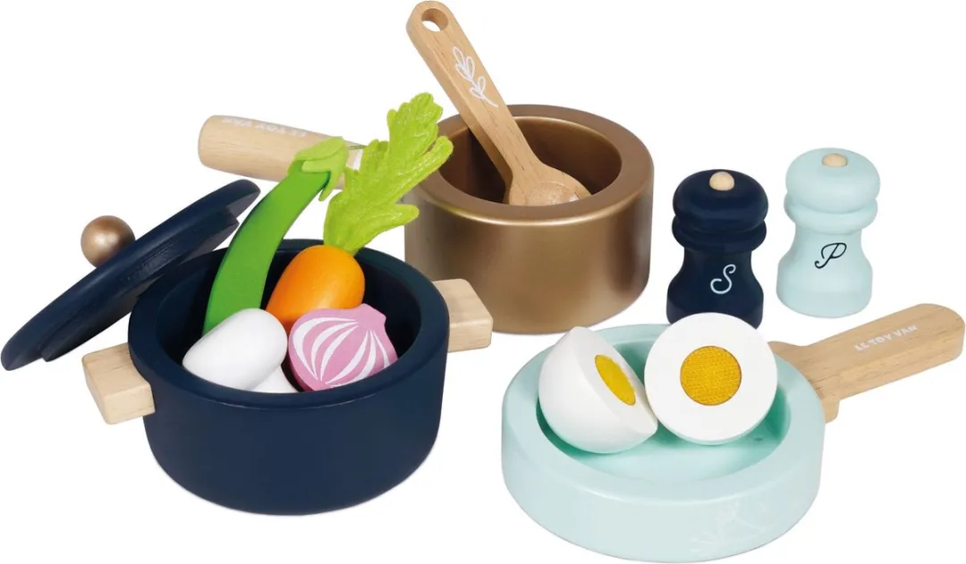 Le Toy Van Kookset Hout Potten en pannen - Meerdere kleuren