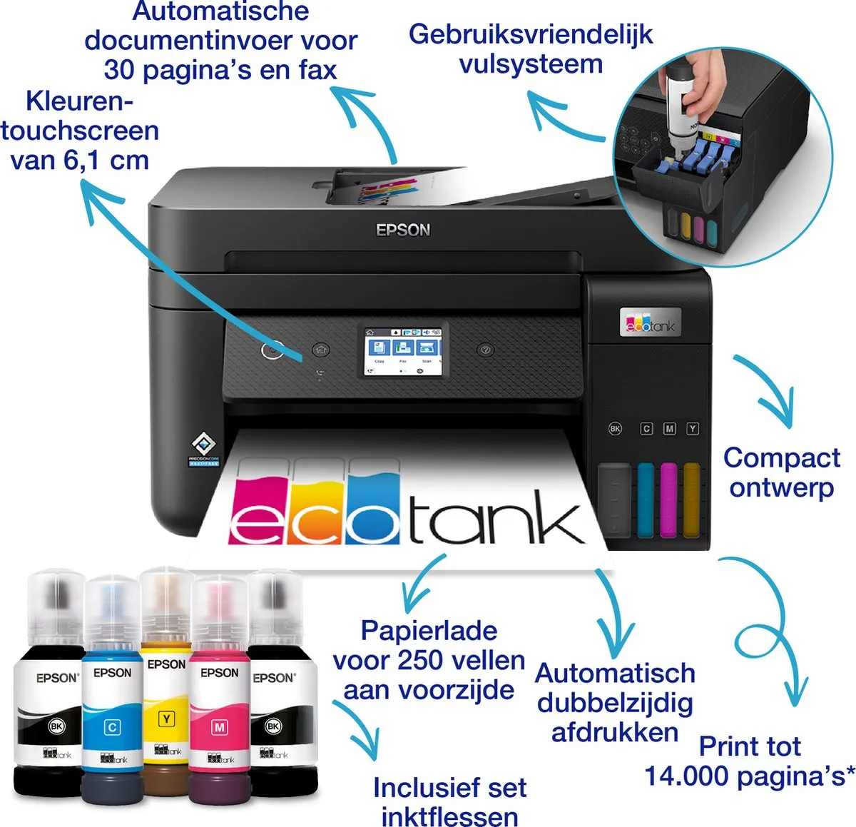 Epson EcoTank ET-4850 All-In-One Inkttank Printer - Zwart