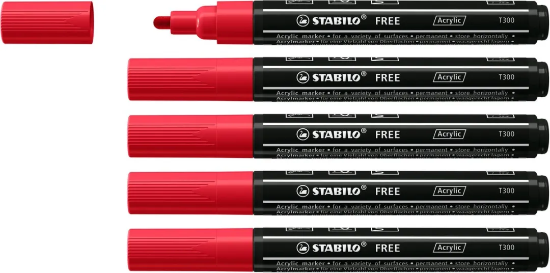STABILO FREE T300 Acryl Marker - Karmijn Rood