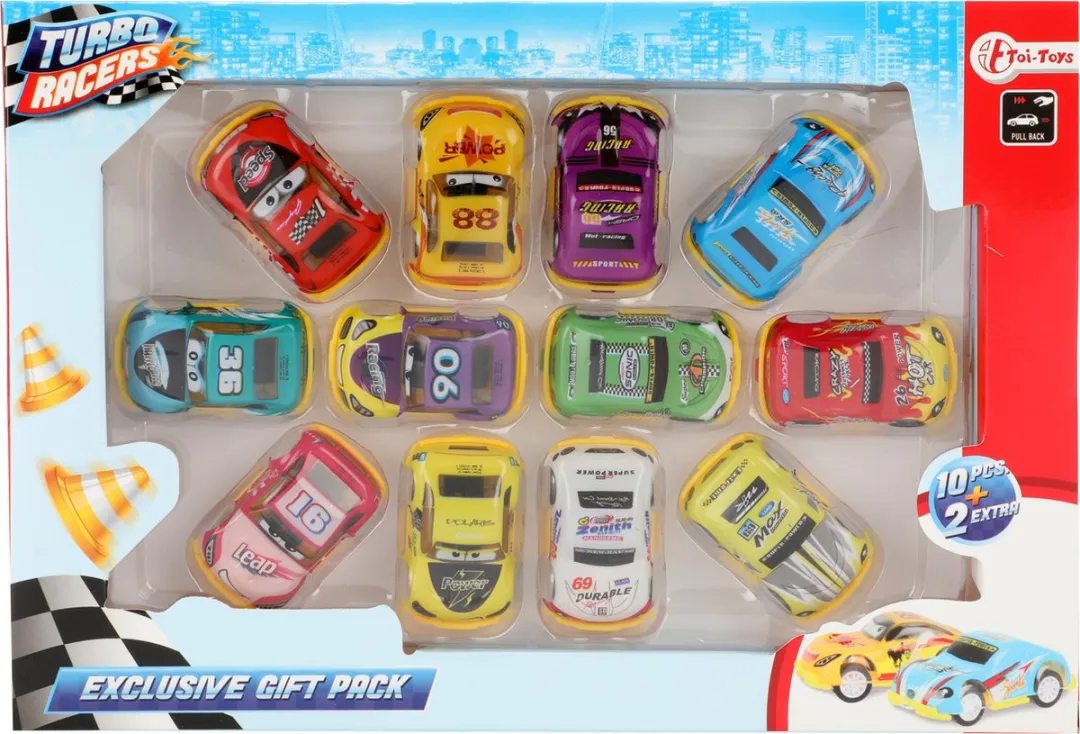 Toi-Toys Raceautoset Turbo Racers Junior Pullback 12-delig