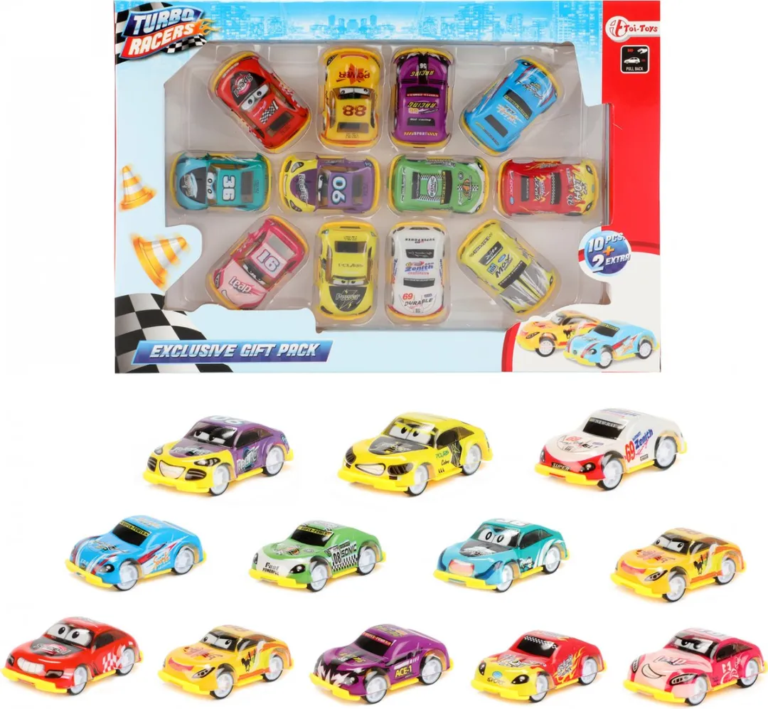 Toi-Toys Raceautoset Turbo Racers Junior Pullback 12-delig
