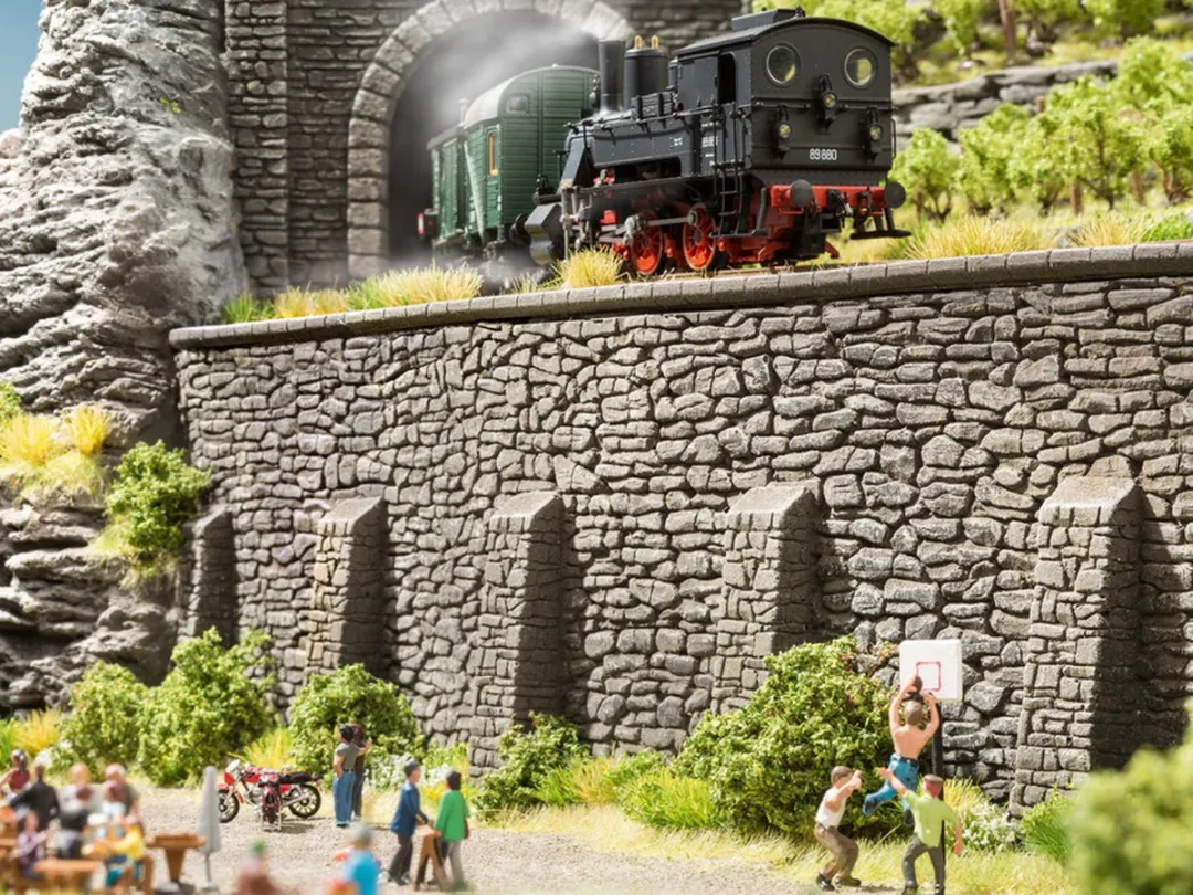 Noch H0 Tunnelportaal 2-sporig Hardschuimmodel - Grijs