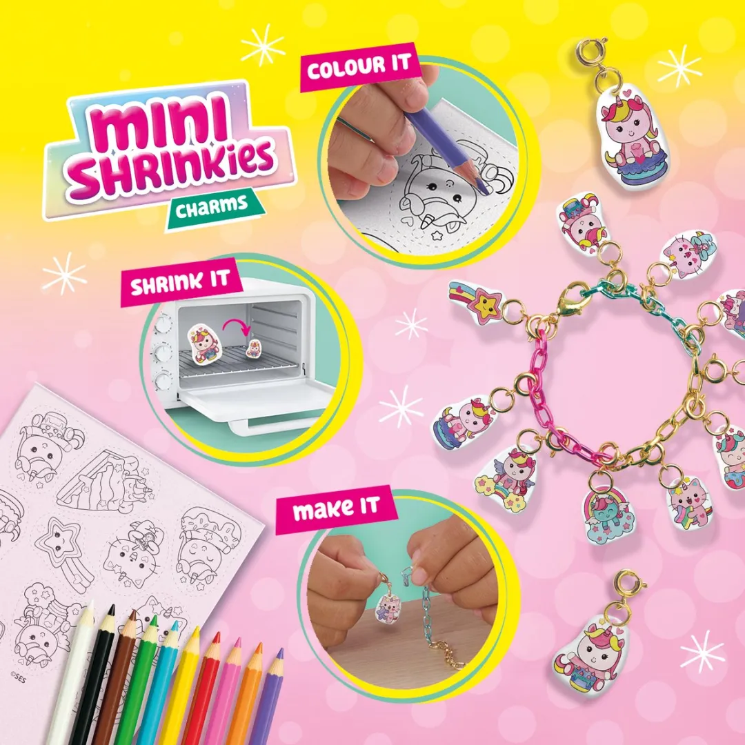 SES Creative Mini Shrinkies Unicorn Sweeties Bedelarmband - Glitter - 10 Stuks