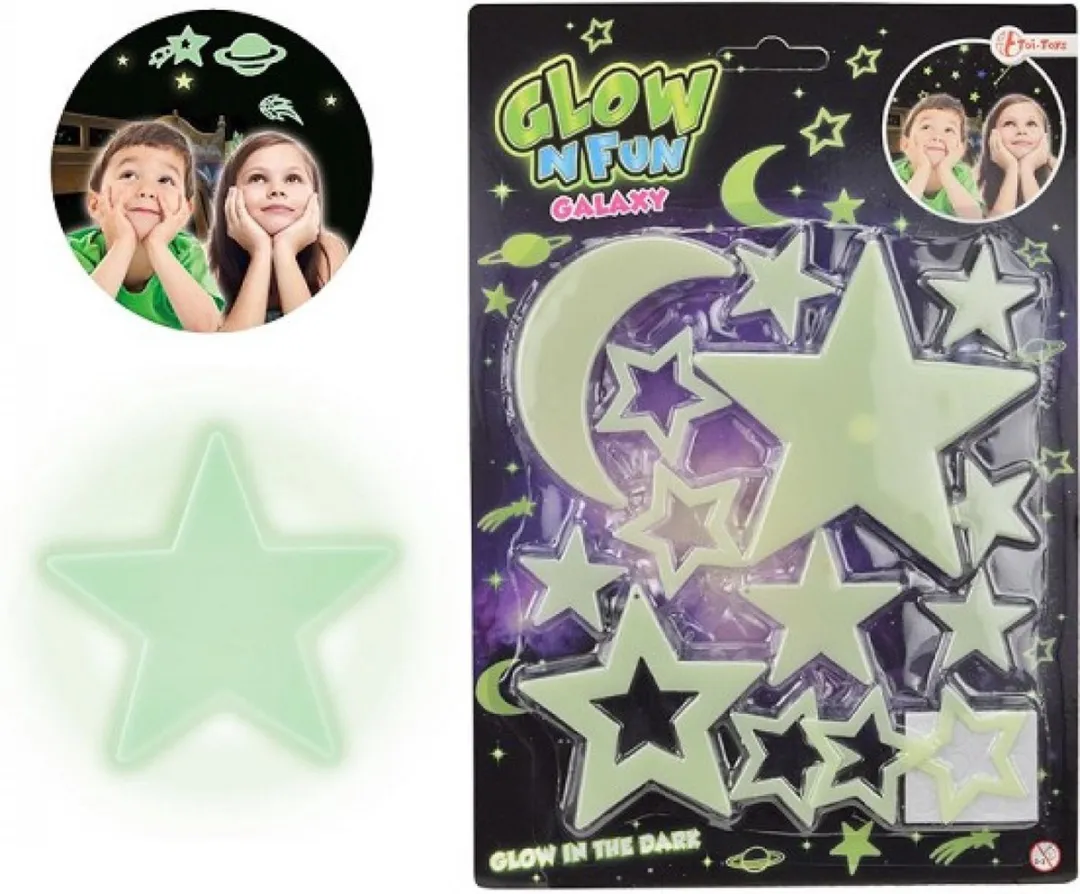 Toi-Toys Glow-in-the-Dark Maan en Sterren Muurdecoratie