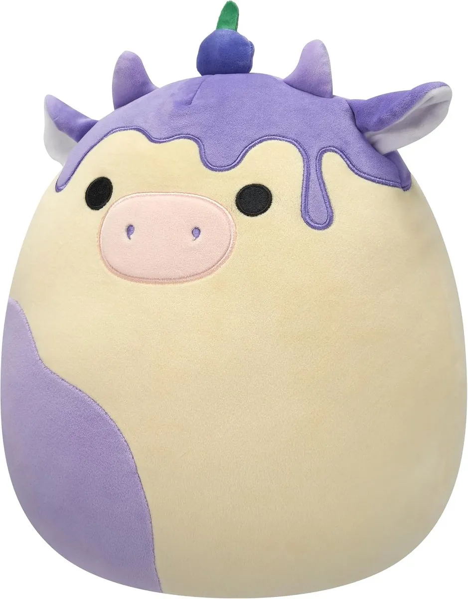 Squishmallows Benito De Bosbessen Cheesecake Koe 30cm - Wit/Paars