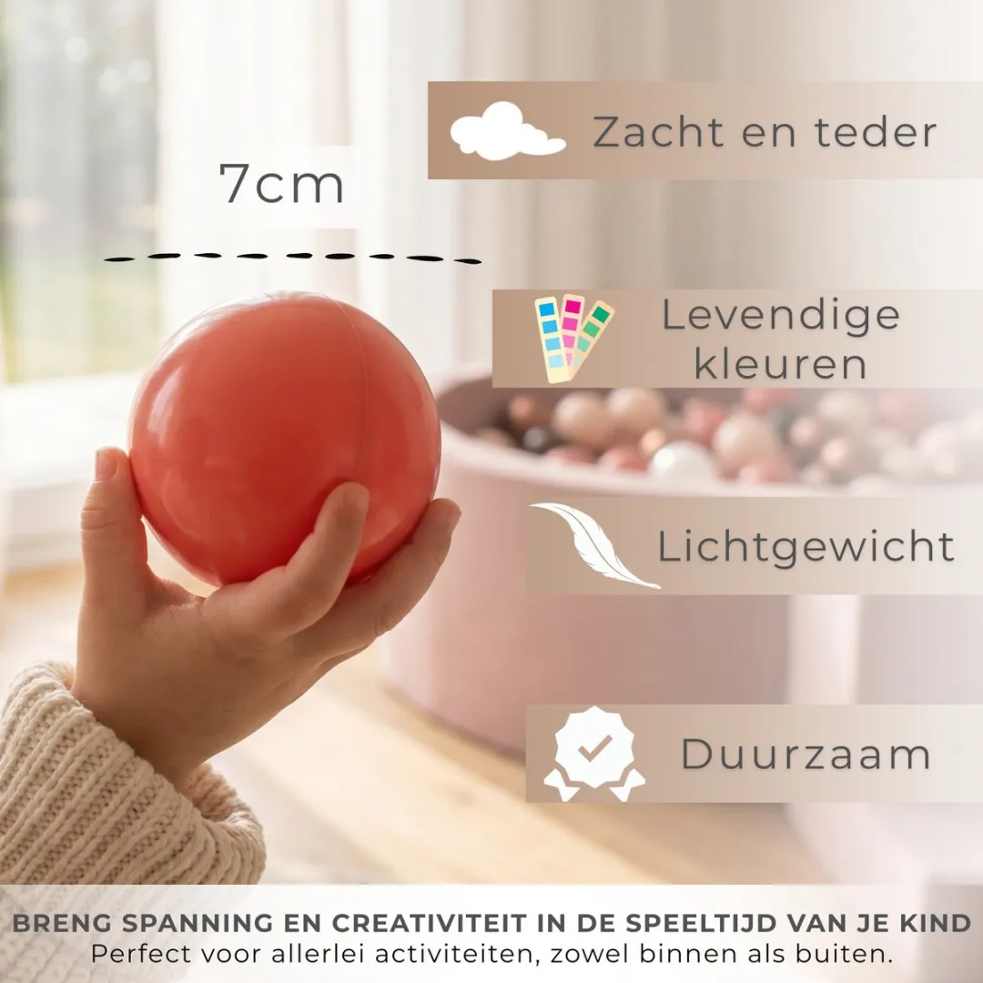 KiddyMoon Speeltoestel Ballenbad 200 Ballen - 7cm - Lichtgrijs/Wit/Turkoois