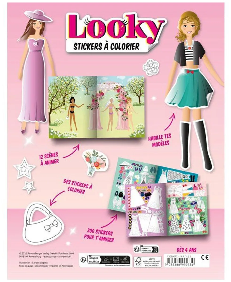 Ravensburger Looky Stickerboek Avondjurken - Roze