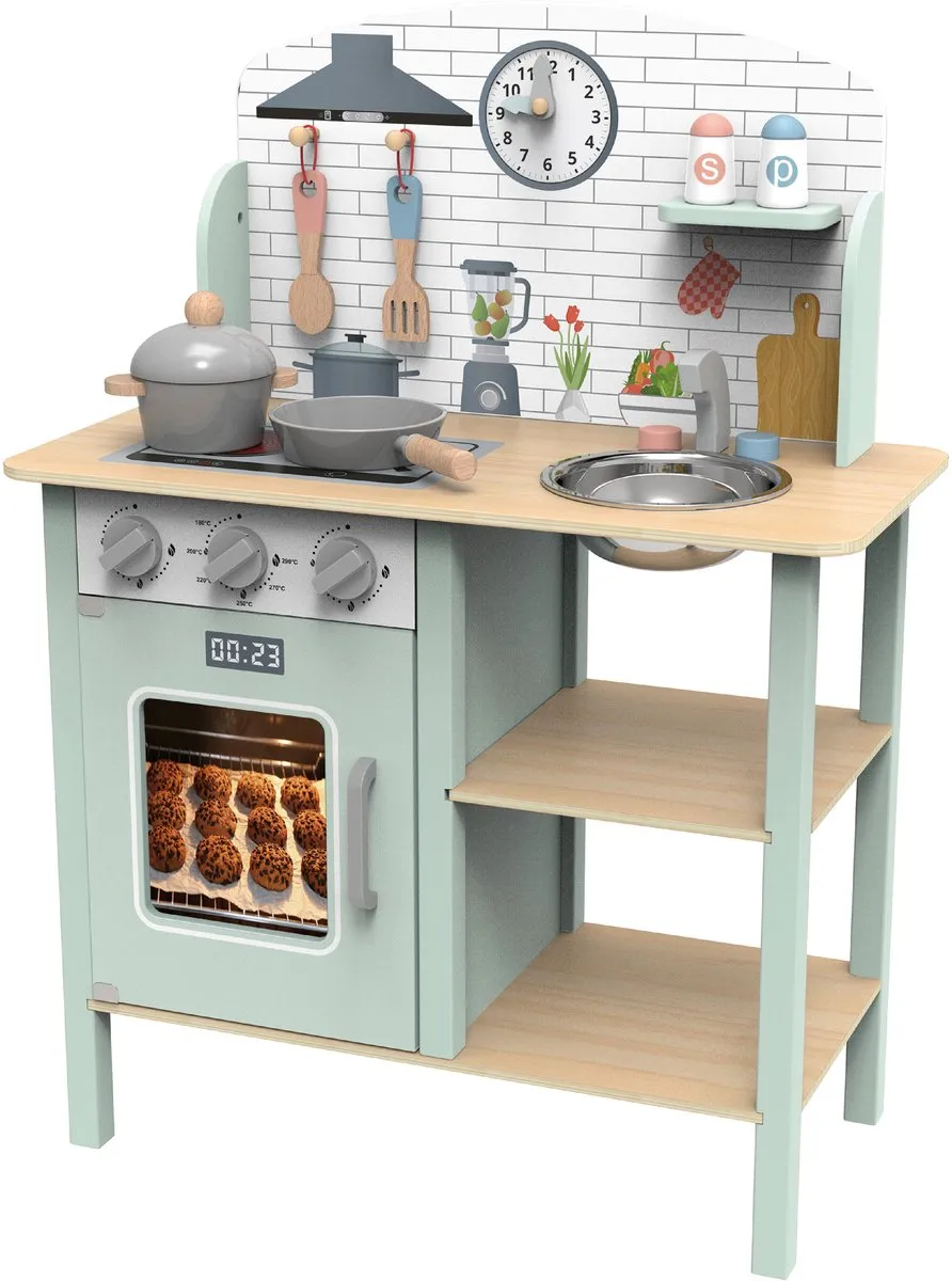 Tooky Toy Speelkeuken 10-delig Pastelgroen