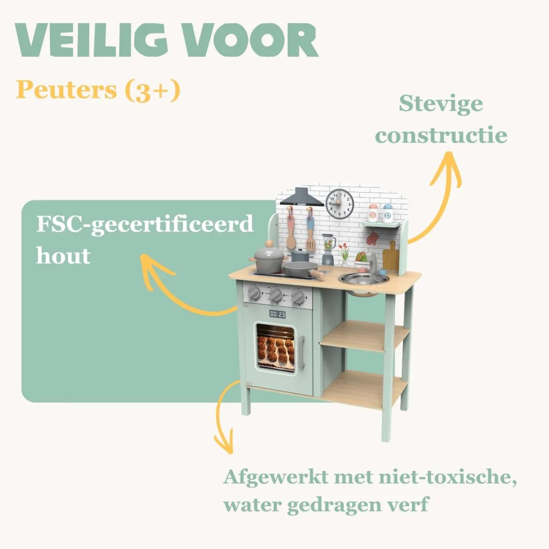 Tooky Toy Speelkeuken 10-delig Pastelgroen