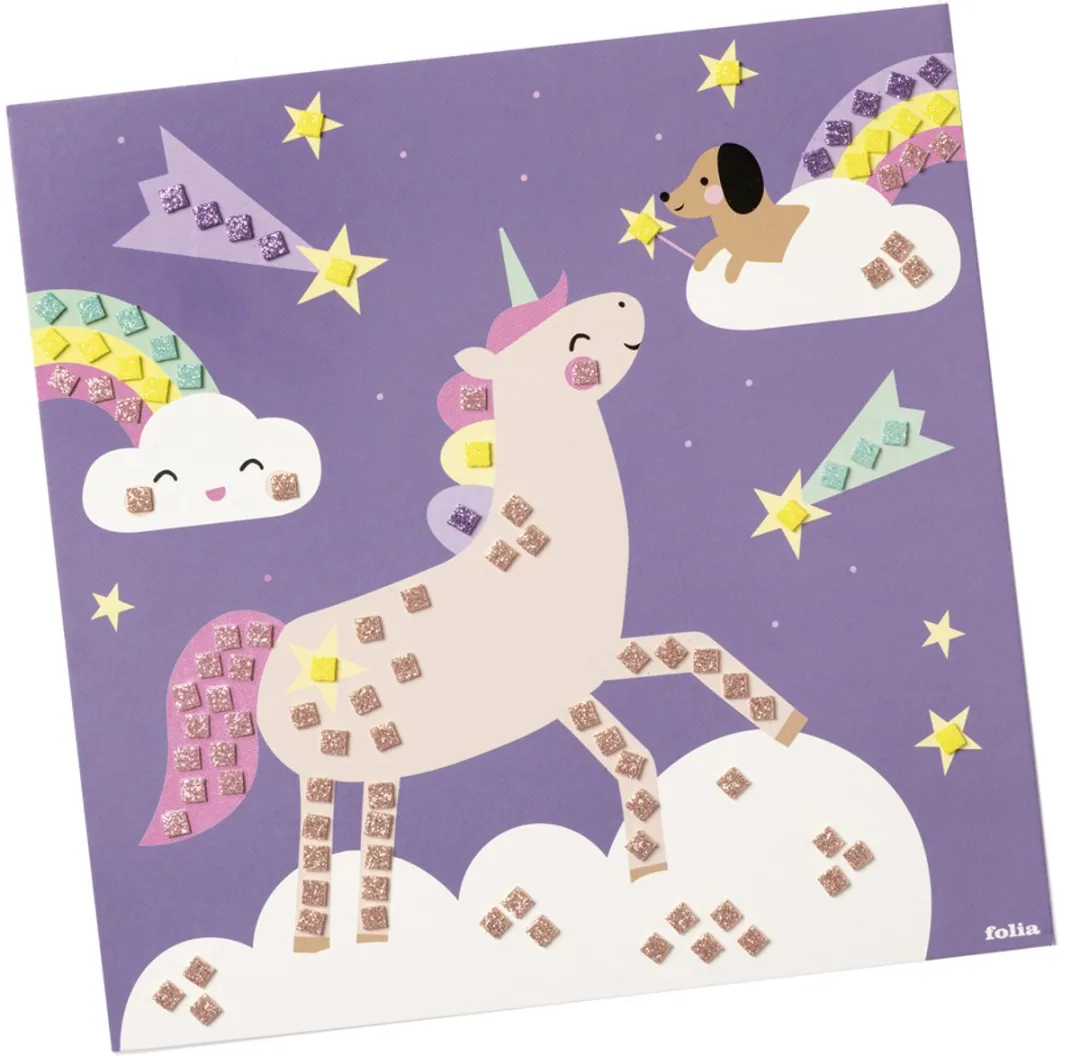 Folia Foam Mozaïek Unicorn 301 Delen - Roze/Geel/Lila/Pink/Mint