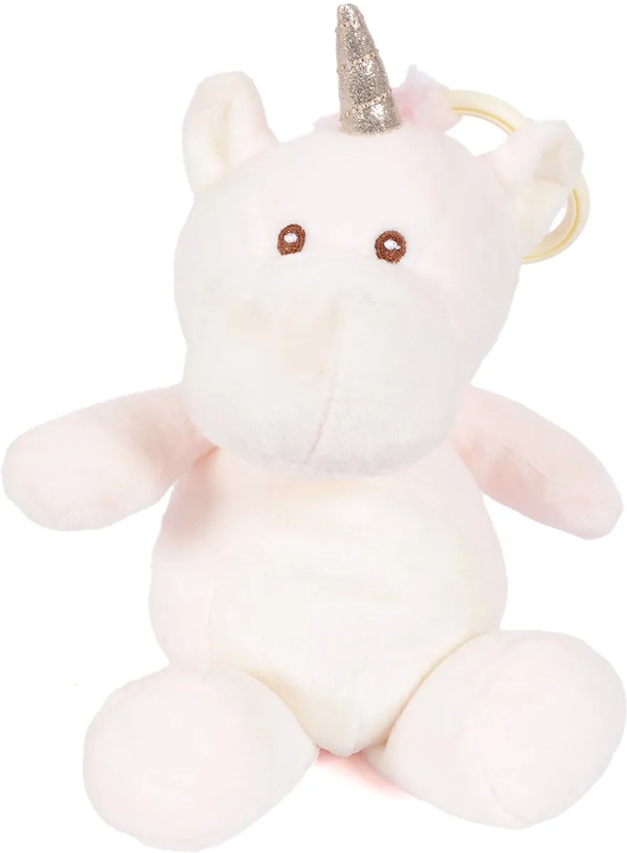 PIA Pluche Eenhoorn Roze 25cm - met Rammelaar