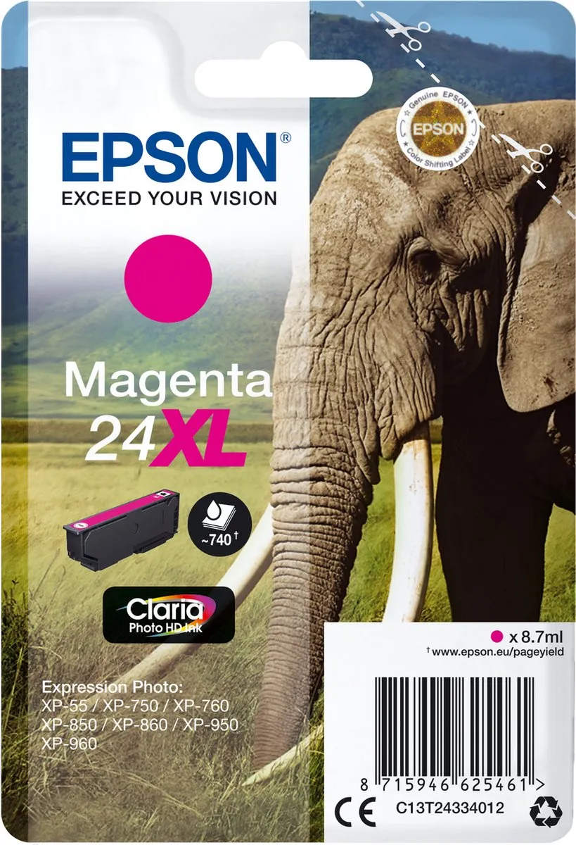 Epson 24XL Magenta Inktcartridge - 500 pagina's