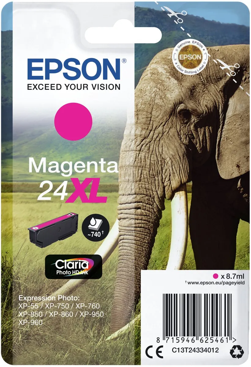 Epson 24XL Magenta Inktcartridge - 500 pagina's