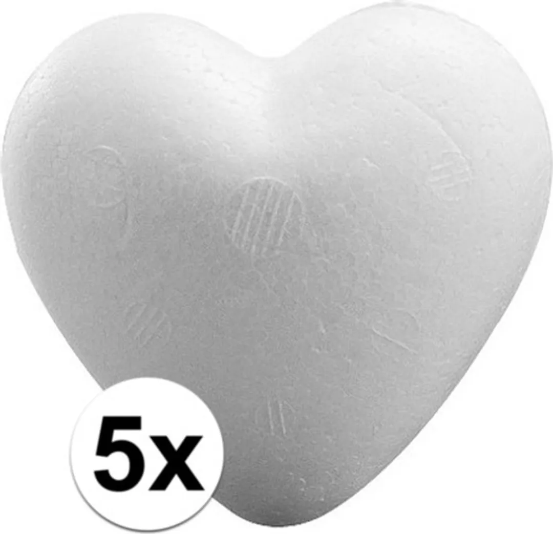 Rayher Hobby Hartjes Piepschuim 9cm - 5 Stuks Wit
