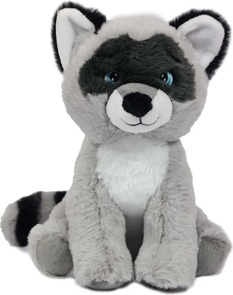 PIA Soft Toys Wasbeer Pluche - 21cm - Grijs/Wit/Zwart