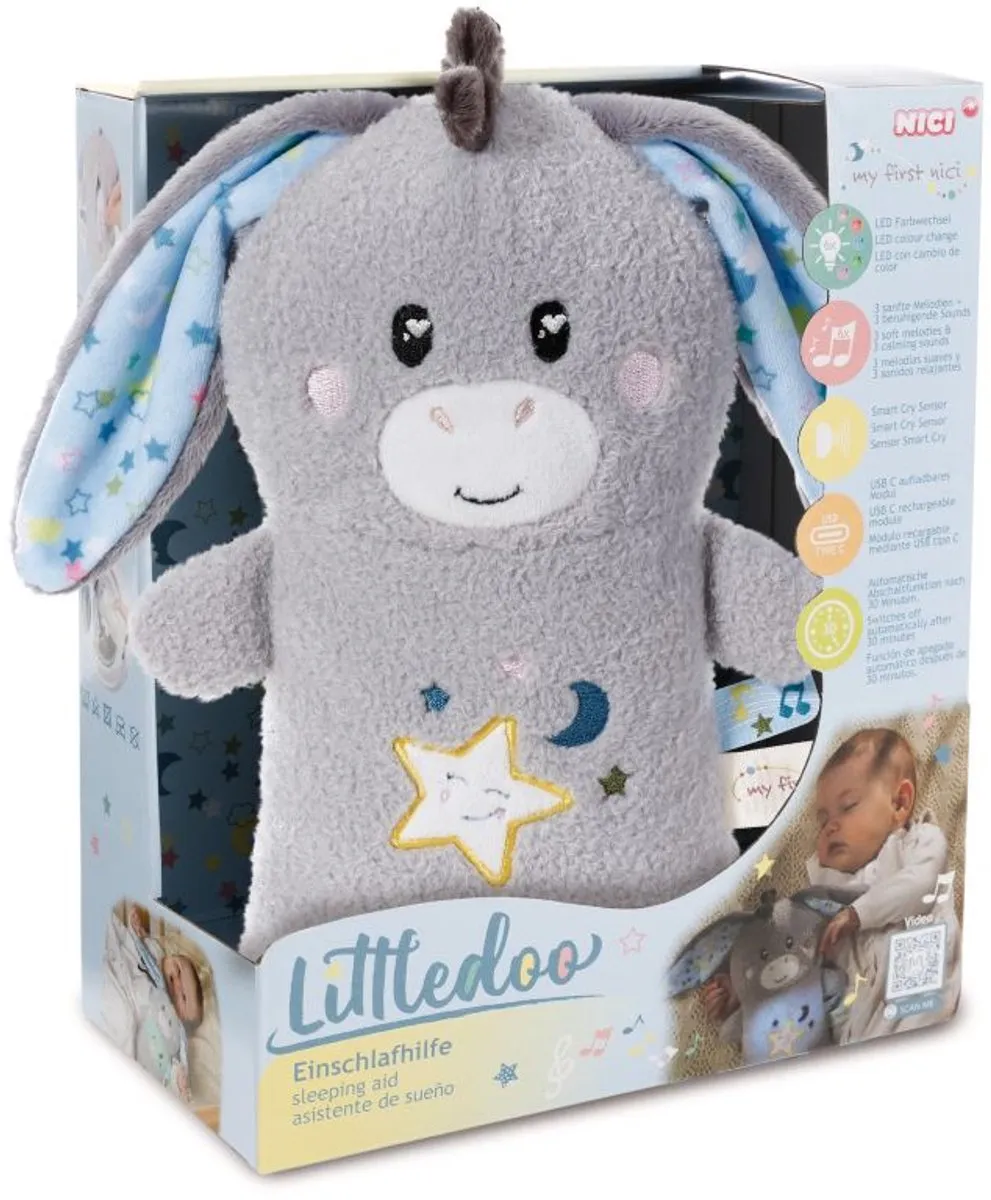 Nici Knuffel Ezel Slaaptrainer 25cm - Multicolor