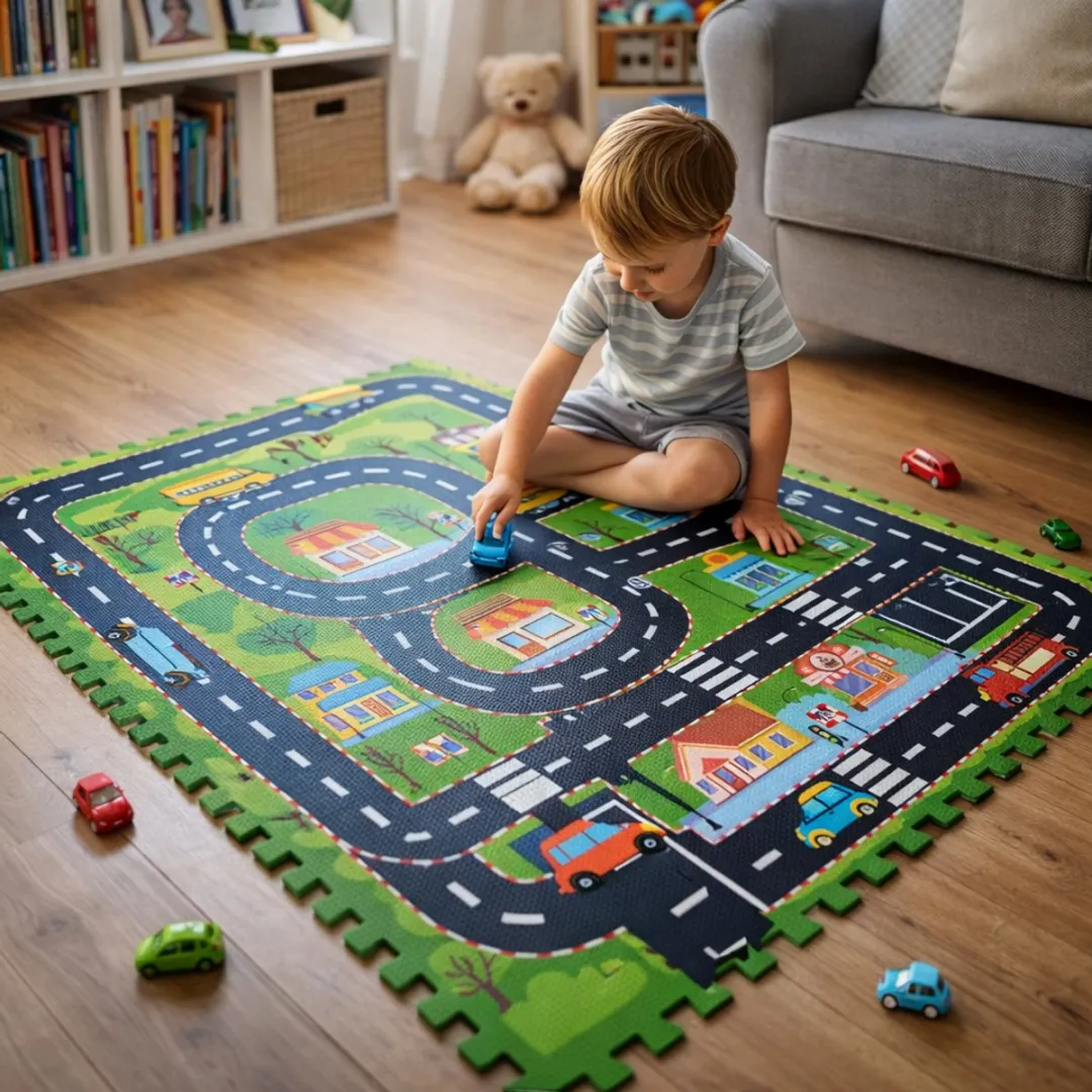 Eddy Toys Stad Puzzelmat 12 Stuks - 90x120cm - Meerkleurig
