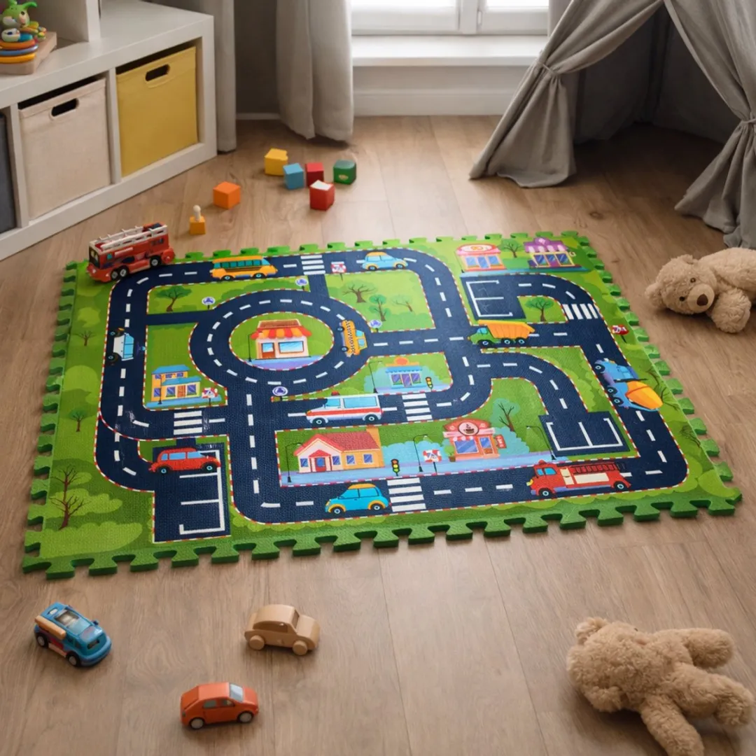 Eddy Toys Stad Puzzelmat 12 Stuks - 90x120cm - Meerkleurig