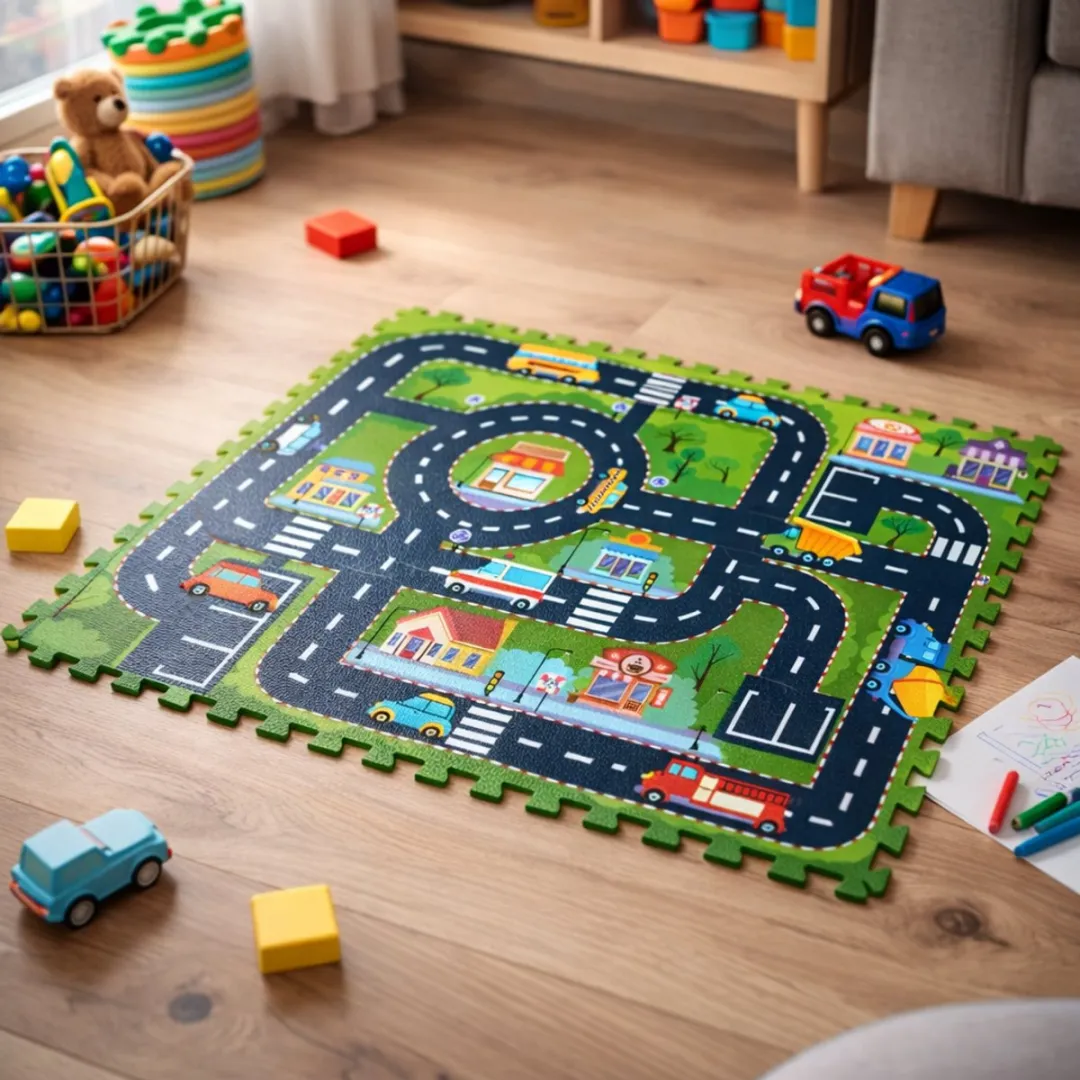Eddy Toys Stad Puzzelmat 12 Stuks - 90x120cm - Meerkleurig