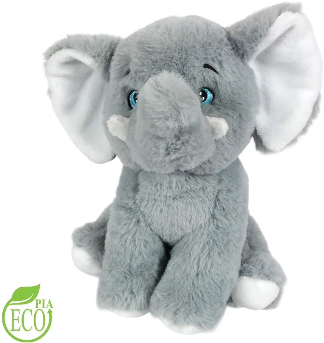 PIA Soft Toys Eco Knuffel Olifant - 21cm - Grijs/Wit