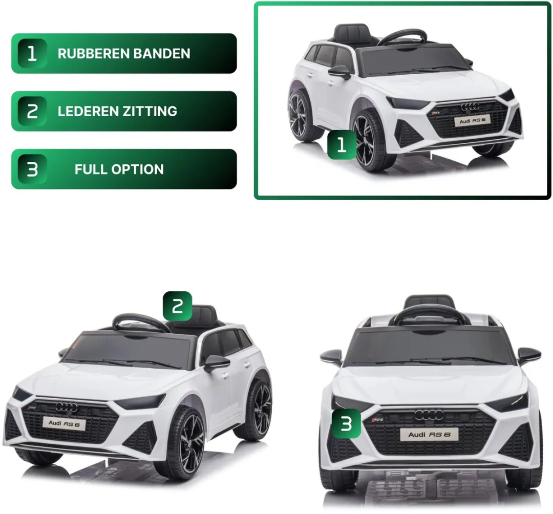 Audi RS6 Elektrische Kinderauto - Wit